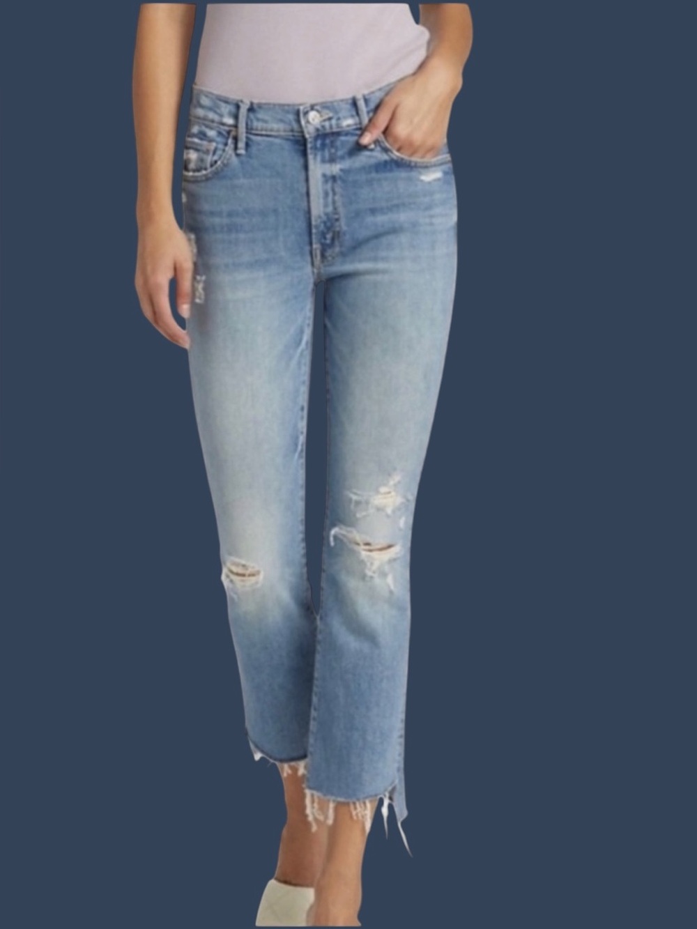 Mother The Insider Crop Step Fray Holy Melancholy Jeans Size 25